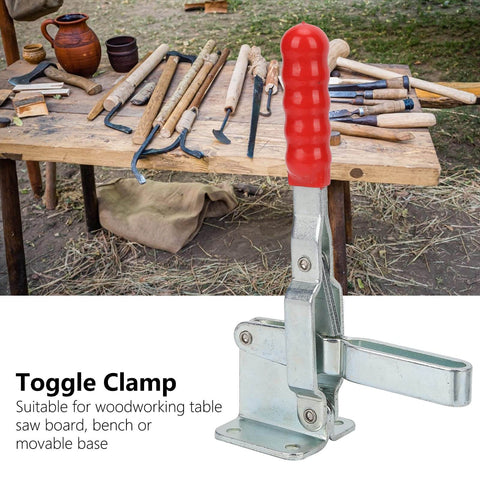 Built Tough Quick Release Vertical Toggle Clamp For Woodworking Jigs And Fixtures, 370Kg Clamping Force, Galvanized Steel Build