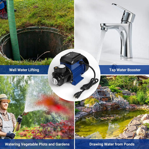 Heavy Duty 1/2Hp Cast Iron Water Transfer Pump Delivers 570Gph Steady Flow And 118Ft Head used for well water lifting and garden irrigation.