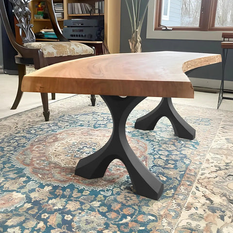 Industrial Coffee Table Legs Set Of 2, 16.1 Inches High, heavy-duty support with minimalist rustic vibe under wooden tabletop