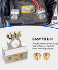 All-In-One Battery Terminal Hub For 12V Accessories With 0/2/4/6/8/10 AWG Capability, Zinc Alloy Post Connectors, Easy Install And No Splicing, Lets You Hook Up Car Audio, LED Light Bars, Winches And More, with spacer shims