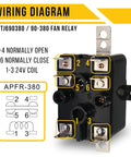 Wiring diagram for TJ690380 90 380 Fan Relay For White Rodgers HVAC Systems 24 VAC with connection points labeled.