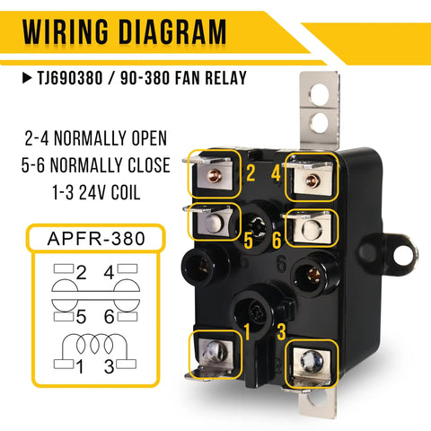 Wiring diagram for TJ690380 90 380 Fan Relay For White Rodgers HVAC Systems 24 VAC with connection points labeled.
