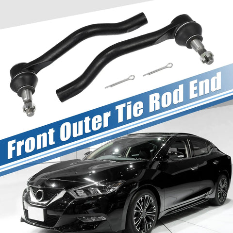Two Pack Beefed Up Front Outer Tie Rod End Links For Nissan Altima 2007 To 2015, Nissan Maxima 2009 To 2018, And Nissan Murano 2009 To 2012, Suspension Steering Tie Rod Ends ES800357 ES800358 Replacement Pair, black metal