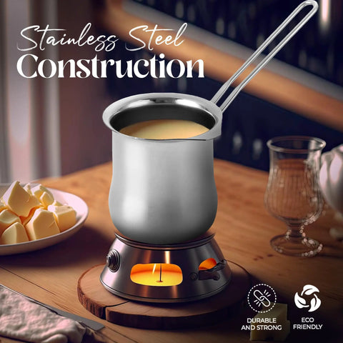 Stainless Steel 16oz Coffee Warmer With Ergonomic Hanging Handle For Home And Cafe Use Melts Milk And Butter Heats Turkish And Greek Coffee Perfect Milk Pot For Heating Small Batches on a stove