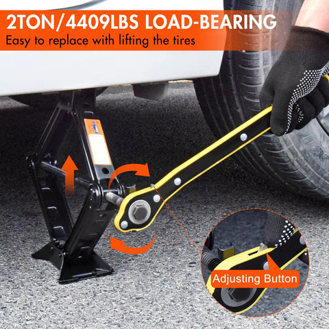 2 Ton Scissor Car Jack And Tire Change Kit With Lug Wrench For Cars, SUVs, And MPVs Emergency Roadside Kit lifting a car