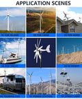 2000W Wind Turbine Generator Kit With Eight Blade Wind Power Generator 12V 24V 48V 220V Charge Controller MPPT shown in different applications