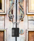 Five Pack 12 Inch Safety Cable Locks With Loops Heavy Duty Braided Steel Wire Rope securing wooden door with padlock