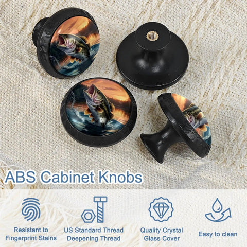 Slick Retro Fish Crystal Cabinet Knobs And Drawer Pulls Durable Ab Hardware Rust Proof Stainless Screws four pack angled display