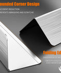 Built Tough 304 Stainless Steel Wall Corner Guards 2X2X48 Inch Metal Edge Protectors showing rounded corners and folding edge.