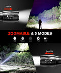 Beast Mode LED Tactical Flashlight S2000 4 Pack With Zoomable Beam Five Modes Waterproof Handheld for outdoor use