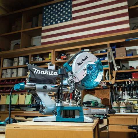 Beefy 10 Inch Slide Compound Miter Saw With 4500 RPM Direct Drive Motor Left And Right Bevels From 0 To 47 Degrees Positive Stops