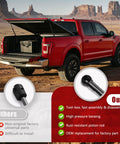 Heavy Duty 36 Inch Gas Struts Rock Solid Lift Support Springs For Tonneau Covers RV Camper Doors And Pickup Truck Beds Ultra Smooth Tailgate Helper Set Of Two shown on a red pickup truck with open bed.