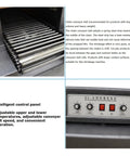 Heavy Duty Automatic Heat Shrink Tunnel Packaging Machine For Pof Pvc Film With Smooth Conveyor Belt And 4500W Motor close-up of control panel and conveyor belt.