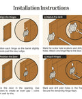 Installation instructions for Heavy Duty Antique Brass Butterfly Cabinet Door Hinges Pack Of Two Surface Mount Furniture Hardware With Screws.