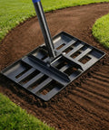 6 Foot Lawn Leveling Rake With 17 By 10 Inch Head For Smooth Grass Soil Dirt And Sand used on garden path