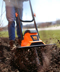 Electric Tiller And Cultivator With 14 Inch Till Width And Powerful 10 Amp Motor For Easy Garden Prep in action