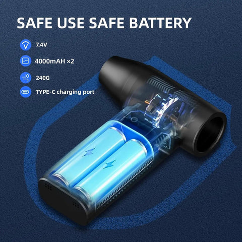 3 In 1 Cordless Air Duster And Mini Vacuum With LED Light USB C Rechargeable internal battery view