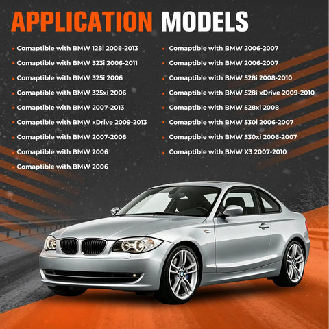 Upgrade Your BMW 3.0L Ride Smooth With A Fresh Serpentine Drive Belt Tensioner And Idler Pulley Kit For 2006 To 2013 Models Like The 325i 328xi And X3 That Keep The Engine Purring Without Any Weird Noises Or Slippage. BMW 325i coupe and application models list