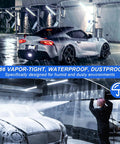 Rugged Four Foot Vapor Tight Shop Light With 40W 50W 60W Selectable Power Illuminating a Car Wash in Rainy Environment