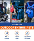 Mountain Series Trail-Ready Hiker First Aid Kit for Two People For Two Days with backpacks for hiking, camping, mountaineering.