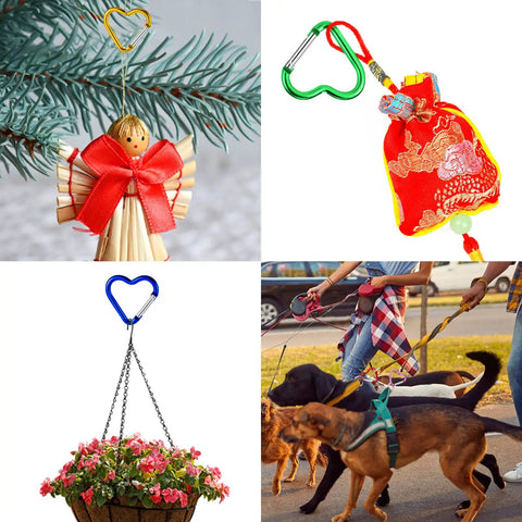 Heart Shape Keychain Clips Multipack Aluminum Alloy Carabiner Hooks For Outdoor Gear Spring Snap Hook Keychain Clips