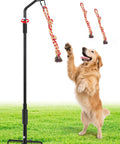 Dog playing with 360 Degree Rotation Tether Dog Rope Toy Set For Solo Yard Park Play on grass, showing rope and spring pole