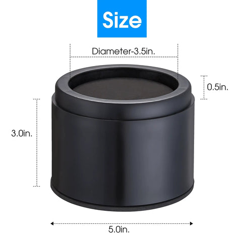 Bed Risers 3 Inch Lift Round Heavy Duty 4 Pack Elevates Up To 10000 Lbs Per Leg Safe Sturdy with dimensions labeled