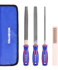 8 Inch Metal File Set Pro Grade Three Piece Kit With Flat Half Round And Round Files For Metal Shaping And Finishing Built From T12 High Carbon Steel With Chrome Finish Heat Treated To 56 62 HRC Ergonomic TPR Handle And Hanging Hole