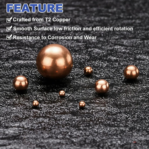 500 Pcs 2.5mm Copper Bearing Balls T2 Solid Precision Spheres For Machinery Automotive And DIY Projects Corrosion Resistant Pure Copper Balls G200 Grade For Pro Repairs, T2 copper balls