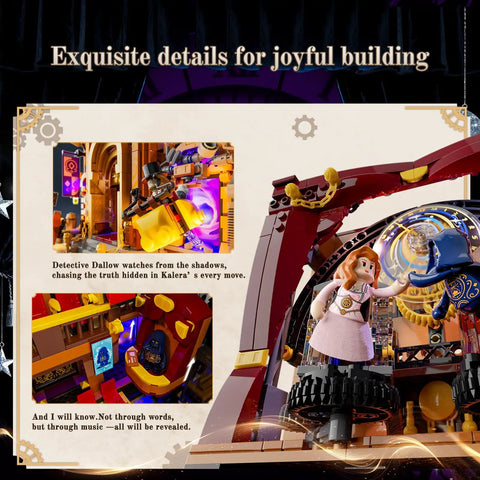 Steampunk Time Opera House Lighting Building Set with 2810 Pieces, showcasing Victorian architecture and stage details.