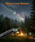 4-In-1 EDC Flat Flashlight USB-C Rechargeable Magnetic Slim Handheld Light with green laser in a forest campsite.