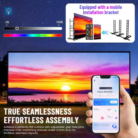 Mobile installation bracket and sunset view featuring Heavy Duty Rental Led Videowall Panel P481 Ip65 Weatherproof Grade.