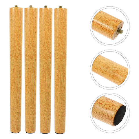 Solid Wood Table Leg Replacement Set for Dresser and Chair with smooth finish and threaded end details shown