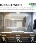 Modern Vanity Light Fixture For Bathroom, LED Bar Lights, showing tunable white light options 3000K, 4000K, 5000K over mirror