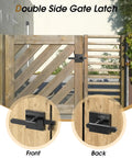 Tough As Nails Double Sided Gate Latch For Left Inswing Wooden Fences Rustproof Aluminum Body with smooth design on wooden gate.