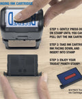 Self Inking Date Stamp Prints Bold Red Dates And Crisp Blue Text To Keep Office Files And Invoicing Totally Streamlined So You Never Have To Sweat Paperwork Again - changing ink cartridge steps shown.