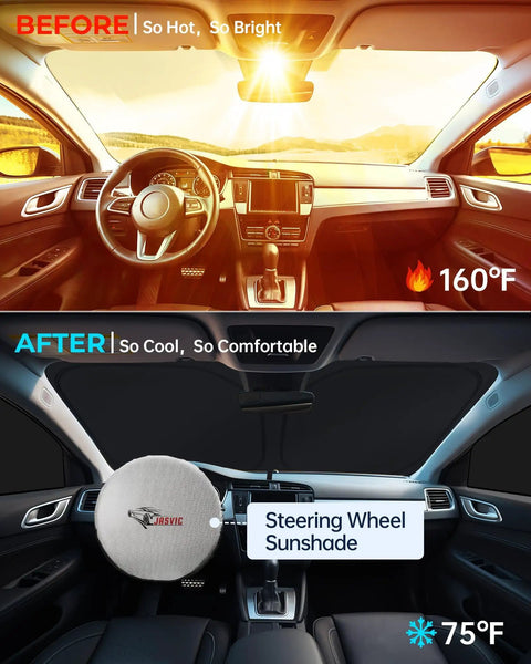Comparison of interior temperature with and without Ford F-150 Four-Door Privacy Window Shade Set For 2021-2025 Sunshades