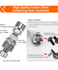 Diagram of a hex socket and puller mandrel from the On The Go Bike Repair Kit With Mini Pump And Glueless Patches For Road Mountain And Travel.
