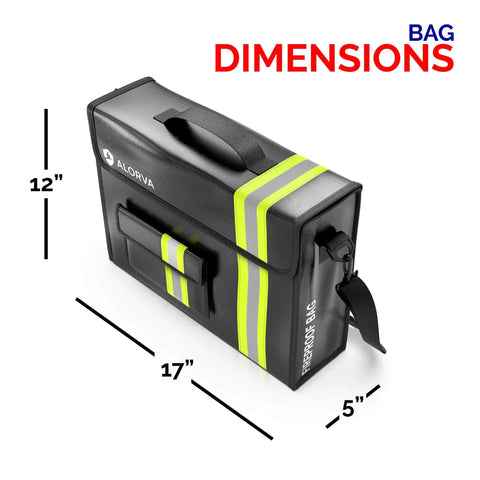 Fireproof And Waterproof Document Bag Lockable 17x12x5 With Wallet Protector Reflective For Night Visibility