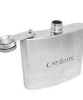 5 oz stainless steel flask part of 4 Piece Camp Kit Multi Tool Set With Spoon And Fork, 5 Oz Stainless Steel Flask, Collapsible Cup, Corkscrew