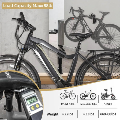 Heavy Duty Bike Repair Stand With Adjustable Clamp, Wall Or Bench Mount, Holds Up To 88 Lbs with bike mounted in garage