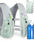 Lit 5L Running Vest Hydration Backpack with Two 500ml Soft Bottles for Men and Women Lightweight Gear Green