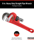 Heavy Duty 6 Inch Straight Pipe Wrench For Plumbing Projects With Serrated Steel Jaw And Cast Iron Handle Red Finish