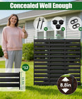 Customizable Outdoor Privacy Fence Screen Panels For Air Conditioners, Trash Cans, and Pool Equipment Enclosures with person