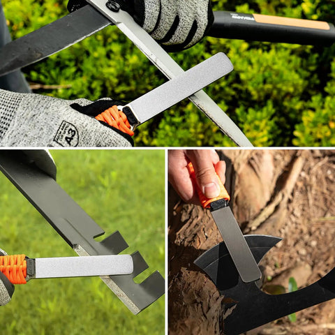 Dual Grit Diamond Sharpening Stone With Leather Strop For Tools And Blades For DIYers And Pros, Coarse 325 Grit And Extra Fine 1200 Grit, Fast Sharpening On Lawn Mower Blades, Axes, Hatchets, Hedge Shears, Chisels, Drills