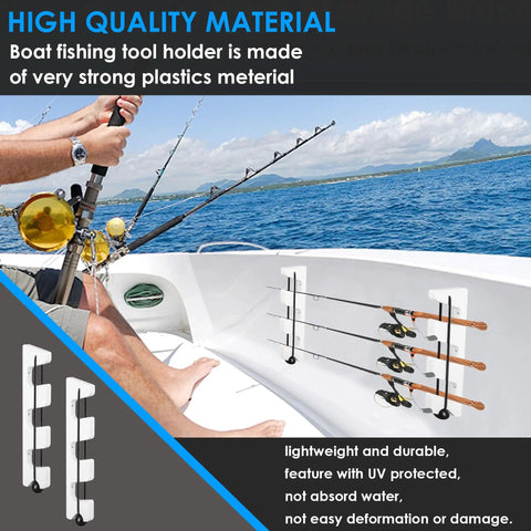 White Plastic Horizontal Fishing Rod Holder Wall Mount Rack For Boat And Garage Pack Of 2 Durable Lightweight Pole Holders