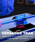Precision Mdf Router Table Top With Flush Leveling Inserts And Low Friction Glide Surface For Heavy Duty Woodworking Builds That Are Straight Up Kickass with a miter-gauge track.