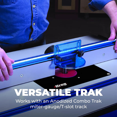 Precision Mdf Router Table Top With Flush Leveling Inserts And Low Friction Glide Surface For Heavy Duty Woodworking Builds That Are Straight Up Kickass with a miter-gauge track.