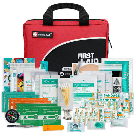Must Have 160 Piece First Aid Kit With Ice Pack Emergency Blanket And Moleskin Pad Ultra Lightweight Travel Ready Set displayed