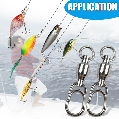Beefy Ball Bearing Fishing Swivel Snaps With Oval Split Rings 25Pcs Set Heavy Duty High Strength Power Snap Swivels Quick Change Lure Connectors For Saltwater And Freshwater Tackle 30Lbs To 125Lbs, stainless steel